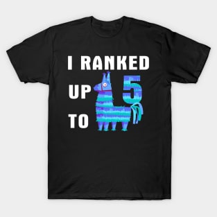 I Ranked Up To 5 Birthday Video Game Llama T-Shirt